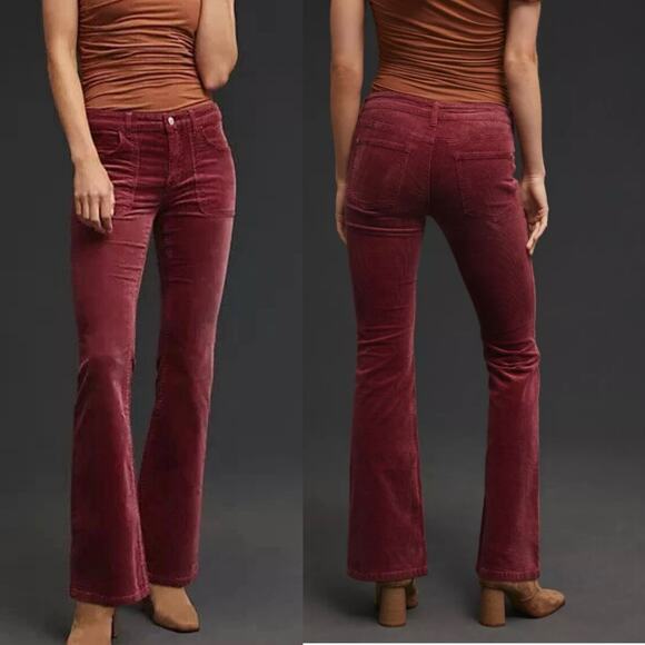 Pilcro Pants - Pilcro Icon Flare Corduroy Pants Jeans Flared Wine Bordo 70s Boho Anthropologie